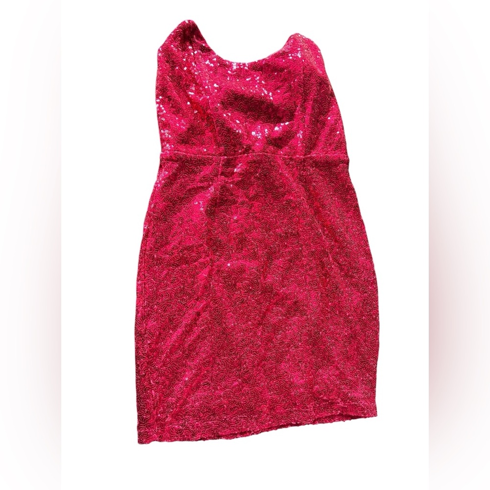 Superdown Women's S Hot Pink Sequenced Sleeveless Party Dress NWT flawed